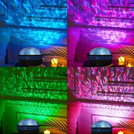 1pc Star Projector, Galaxy Projector, Water Ocean Wave Projector For Bedroom Night Light Room Decor With 7-Colors Patterns