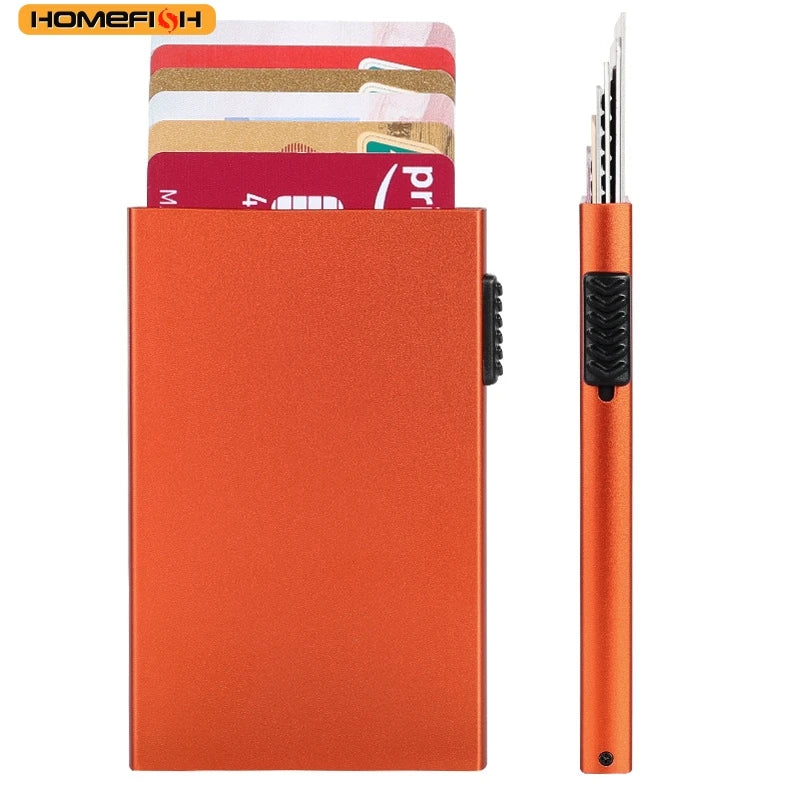 HOMEFISH Portable Metal Card Holder, Slim Mini Wallet, Simple Coin Purse for Men and Women