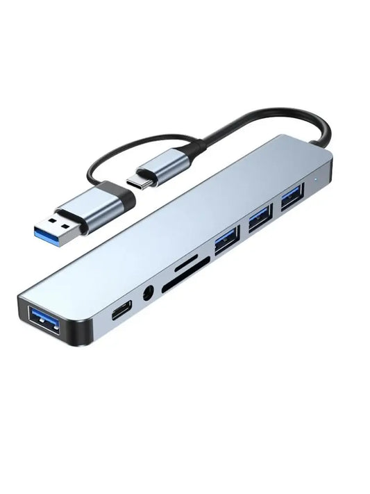 8 In 2 USB C Hub Expander Multiport Adapter Type C Splitter Dock USB 3 Port For Xiaomi Phone Tablet Fast Data Transfer Charging