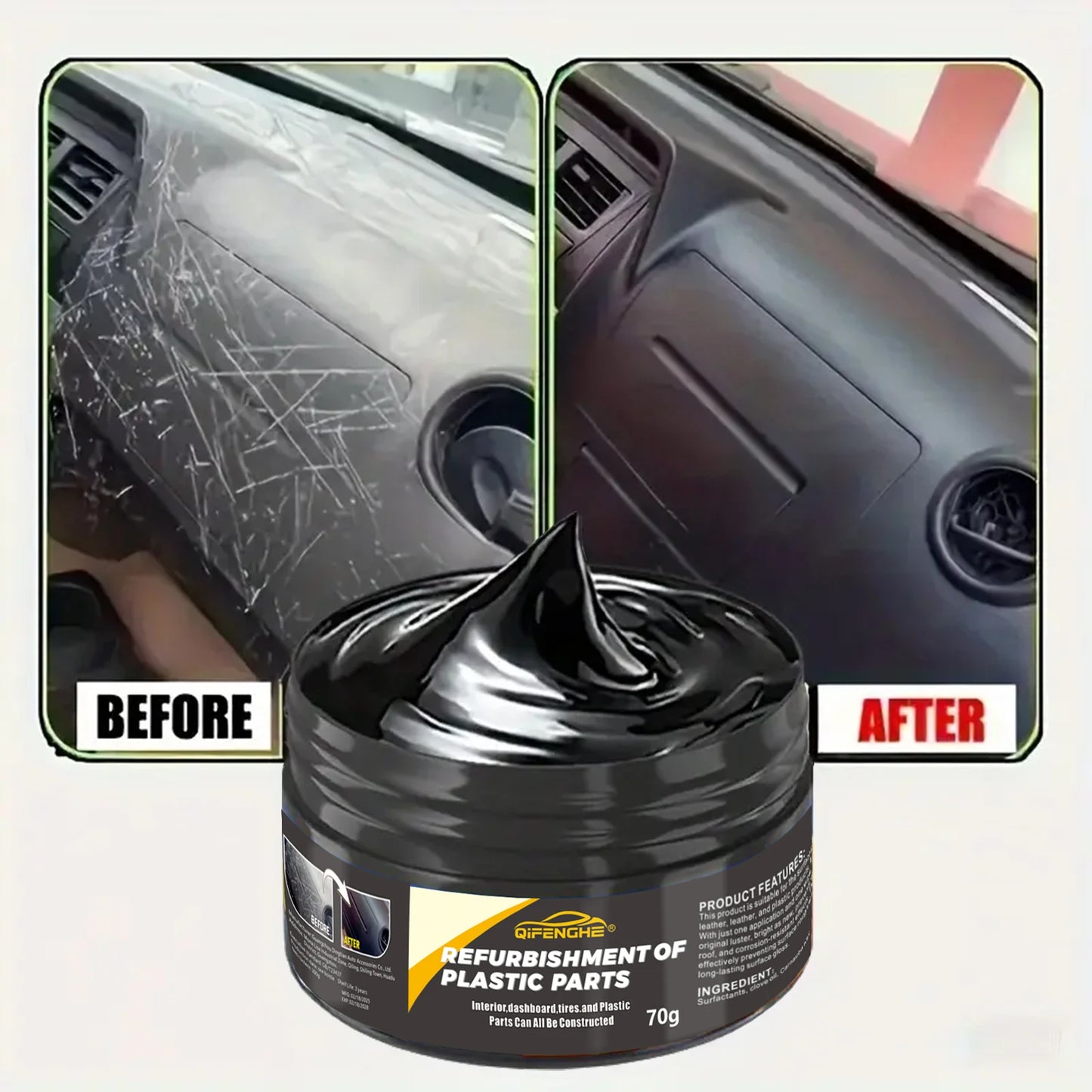 Automotive Plastic Repair Agent-Interior and Exterior Plastic Polishing Wax, Scratch Repair Anti-Aging Cream, Suitable for Tires