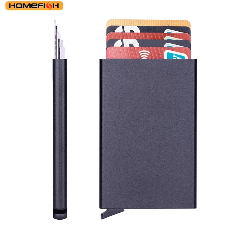 HOMEFISH Portable Metal Card Holder, Slim Mini Wallet, Simple Coin Purse for Men and Women