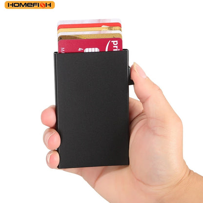 HOMEFISH Portable Metal Card Holder, Slim Mini Wallet, Simple Coin Purse for Men and Women