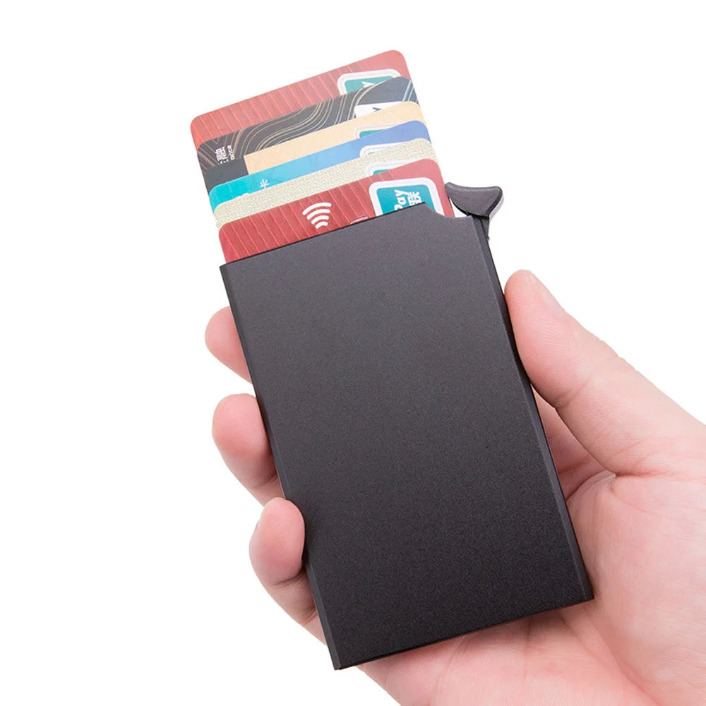 HOMEFISH Portable Metal Card Holder, Slim Mini Wallet, Simple Coin Purse for Men and Women